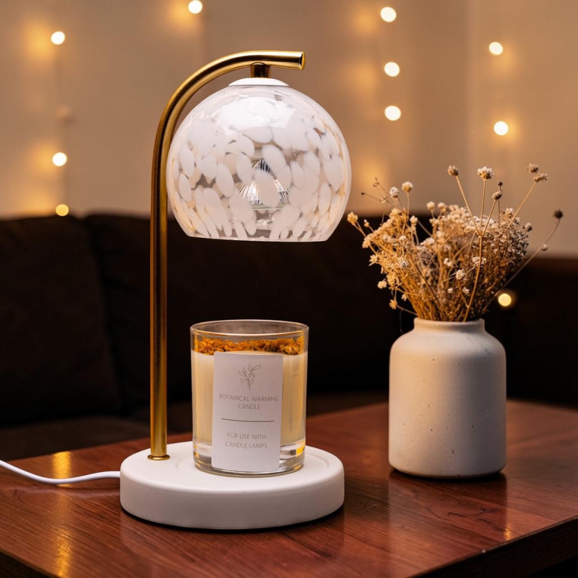 White Confetti Candle Lamp